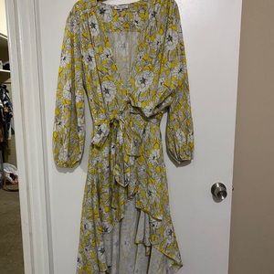 Yellow Flowy Wrap Dress